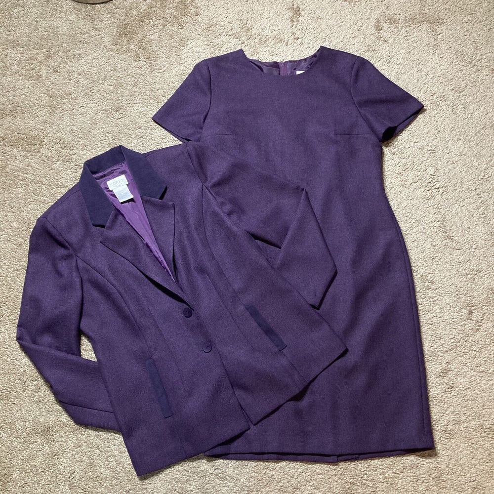Koret Dress Suit Size 6 6P Petite Purple 2PC Set Career Church Business Lined